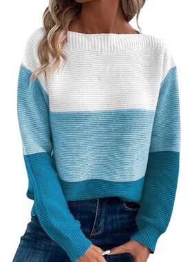 Long Sleeve Crew Neck Colour Block Fall Fashion Sweater